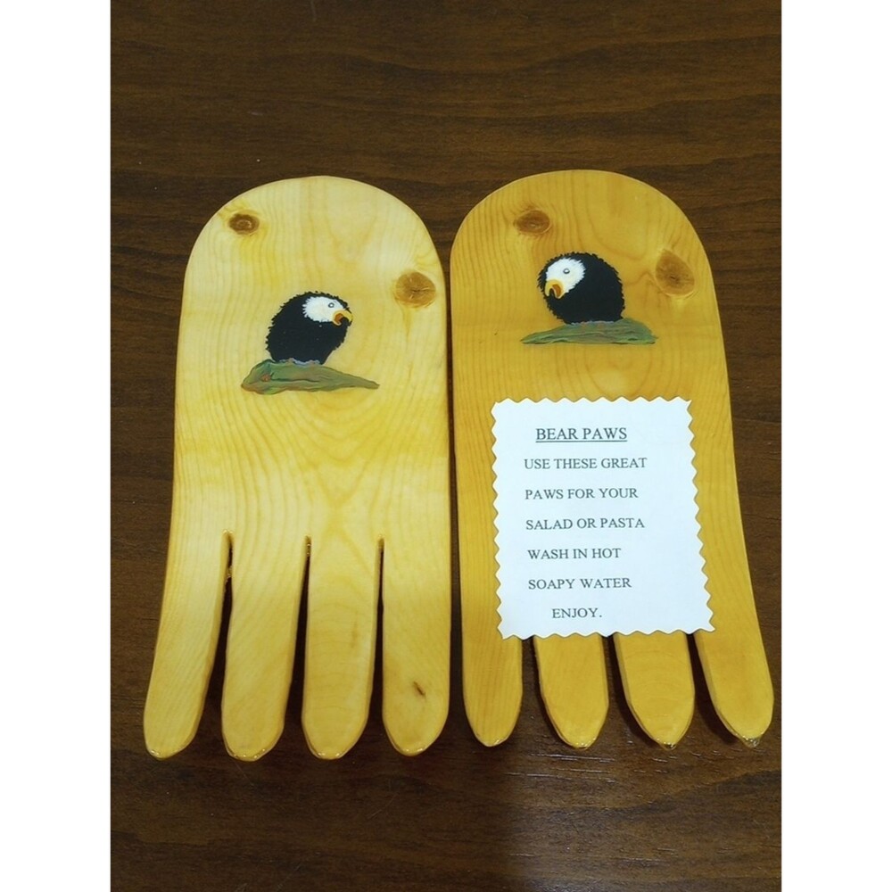 Bear Paws Salad/Pasta Forks, Spruce Wood - New!